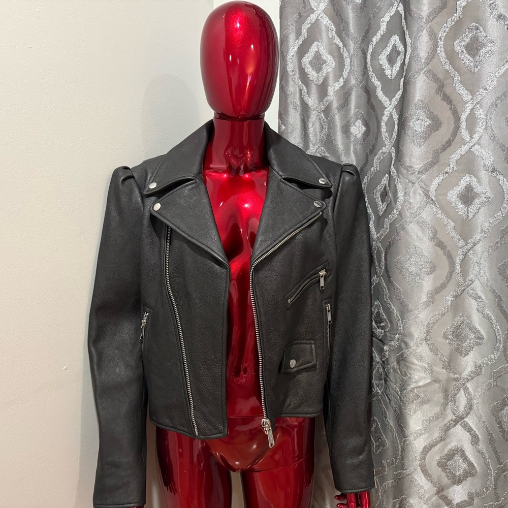 Black Leather Moto Jacket - Women's Classic Biker Coat